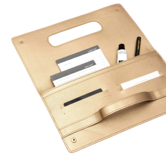 Gold Vegan Leather Clutch Bag & Wallet - Picture 2 of 13